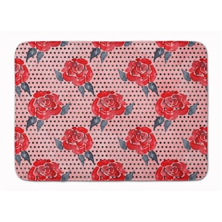 Carolines Treasures Carolines Treasures BB7513RUG Watercolor Red Roses & Polkadots Machine Washable Memory Foam Mat BB7513RUG